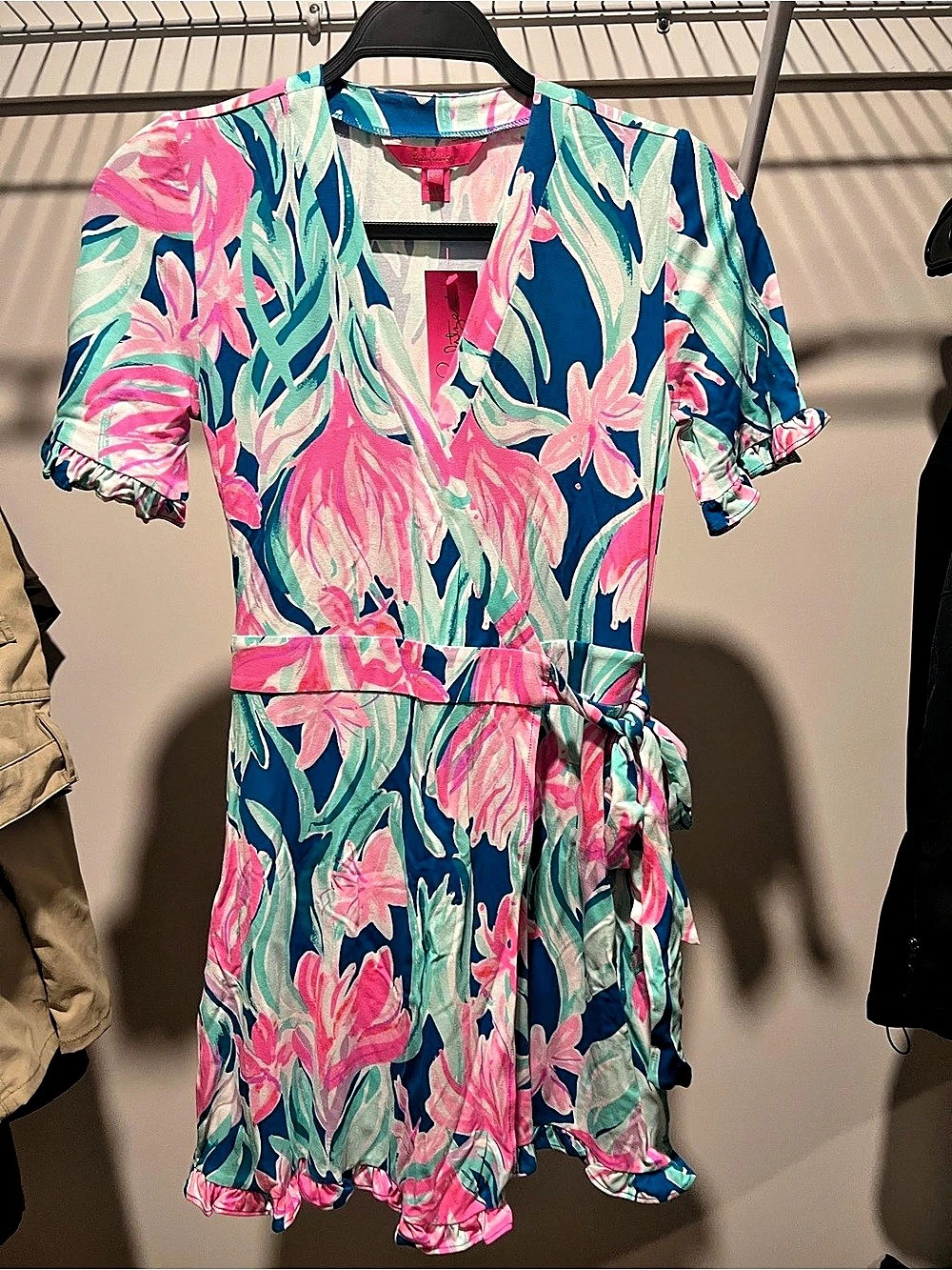 Lilly Pulitzer Floral Mini Dress in Blue & Pink Size XS NWT